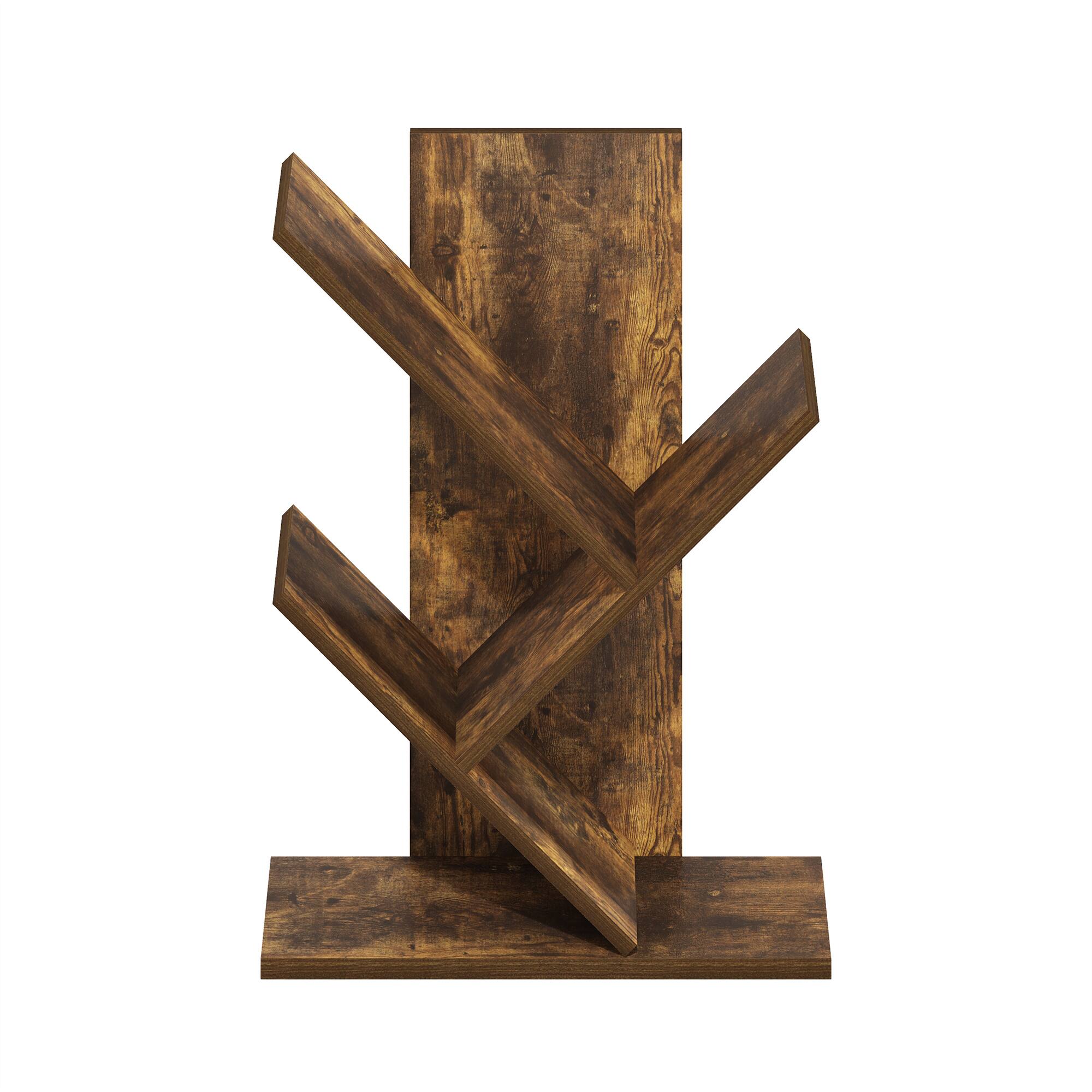 Alt View 3. Furinno - Tree Bookshelf 3-Tier Tree Bookcase - Amber Pine.