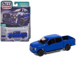 Autoworld - 2020 Ford F-150 FX4 Black Appearance Package Pickup Truck Velocity Blue "Muscle Trucks" Series 1/64 - Multicolor