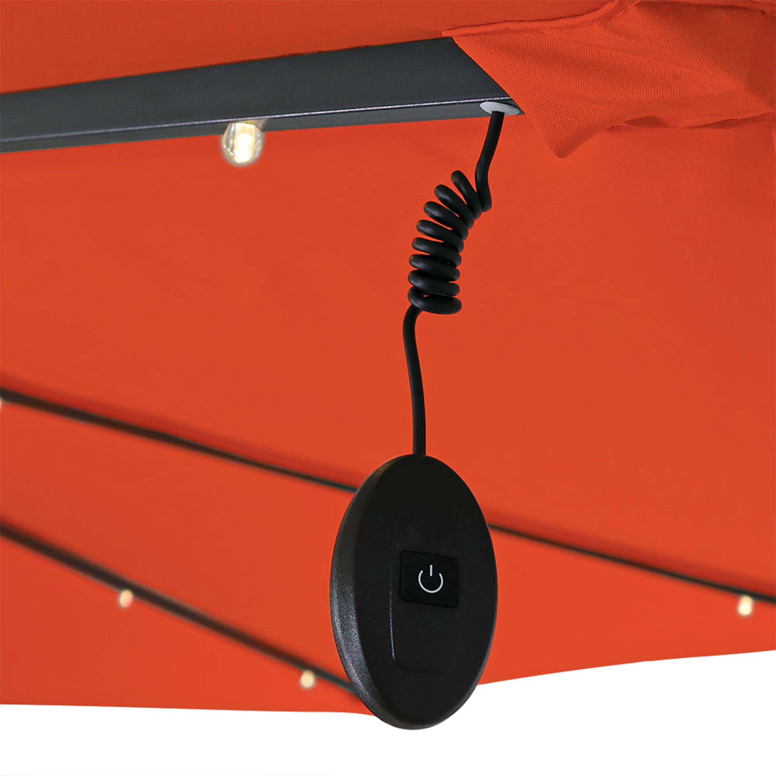 Alt View 8. Sunnydaze - 10 ft Solar Offset Steel Patio Umbrella with Crank - Burnt Orange.