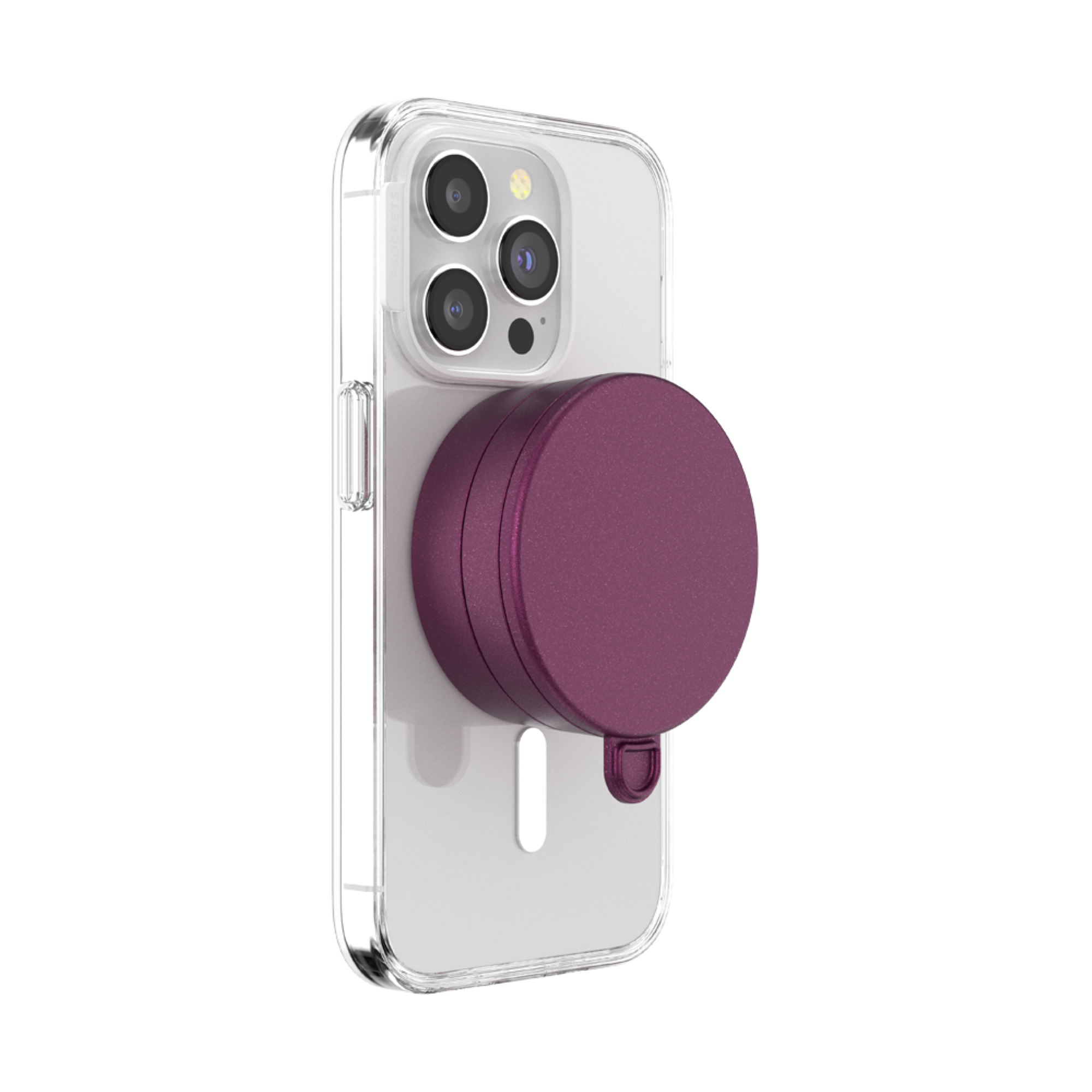 Angle. PopSockets - Multi-Surface Magnetic Suction Phone with MagSafe for Mobile Phones - Metallic Red Wine.