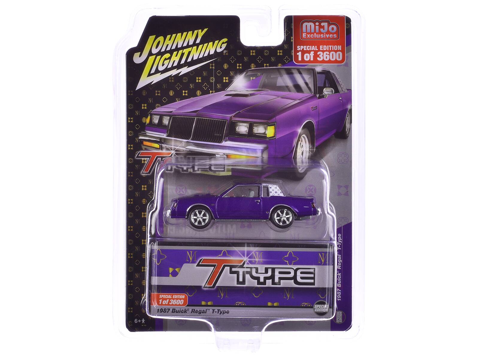 JOHNNY LIGHTNING  
MiJo Exclusives  
SPECIAL EDITION 1 of 3600  
1987 Buick Regal T-Type  
SPECIAL EDITION 1 of 3600  
1987 Buick Regal T-Type  
6+