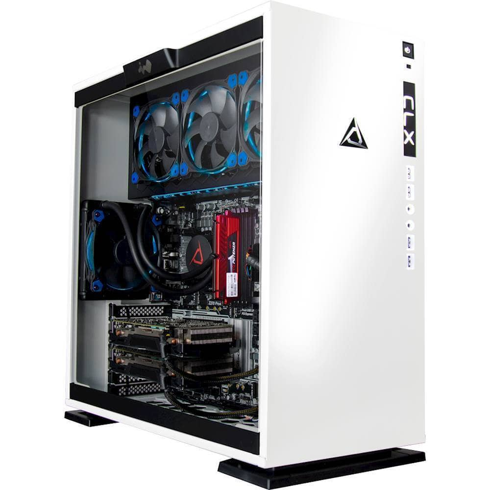 parkere med tiden Opdagelse CLX Gaming Desktop- Intel Core i9-7900X- 32GB Memory Dual NVIDIA GeForce  GTX 1080 Ti 480GB SSD + 3TB Hard Drive White/Blue TGBSETGXE7602WU - Best Buy