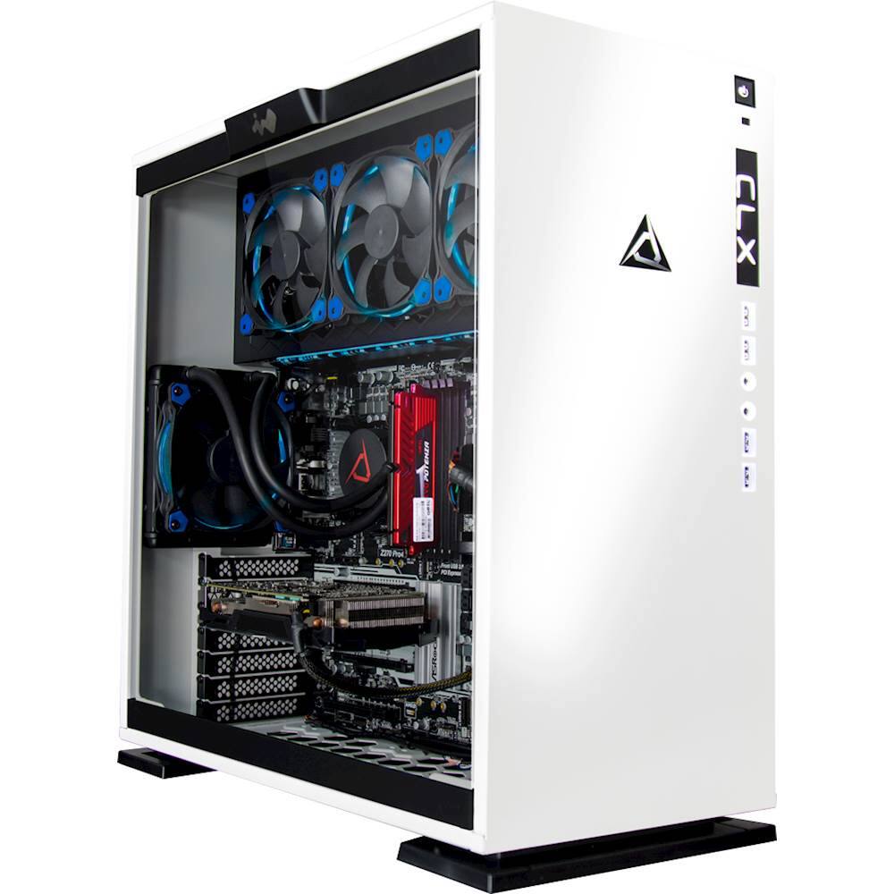 CybertronPC - CLX Desktop - Intel Core i7-7820X - 32GB Memory - NVIDIA GeForce GTX 1080 Ti - 480GB Solid State Drive + 3TB Hard Drive - White/Blue - Larger Front