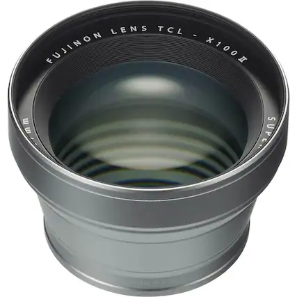 Front. Fujifilm - Fujinon TCL-X100 II Tele Conversion Lens for X100F Digital Camera - Silver.