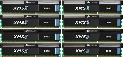 Front Standard. Corsair - XMS3 8-Pack 8GB CL9 DDR3 DIMM Desktop Memory Kit.