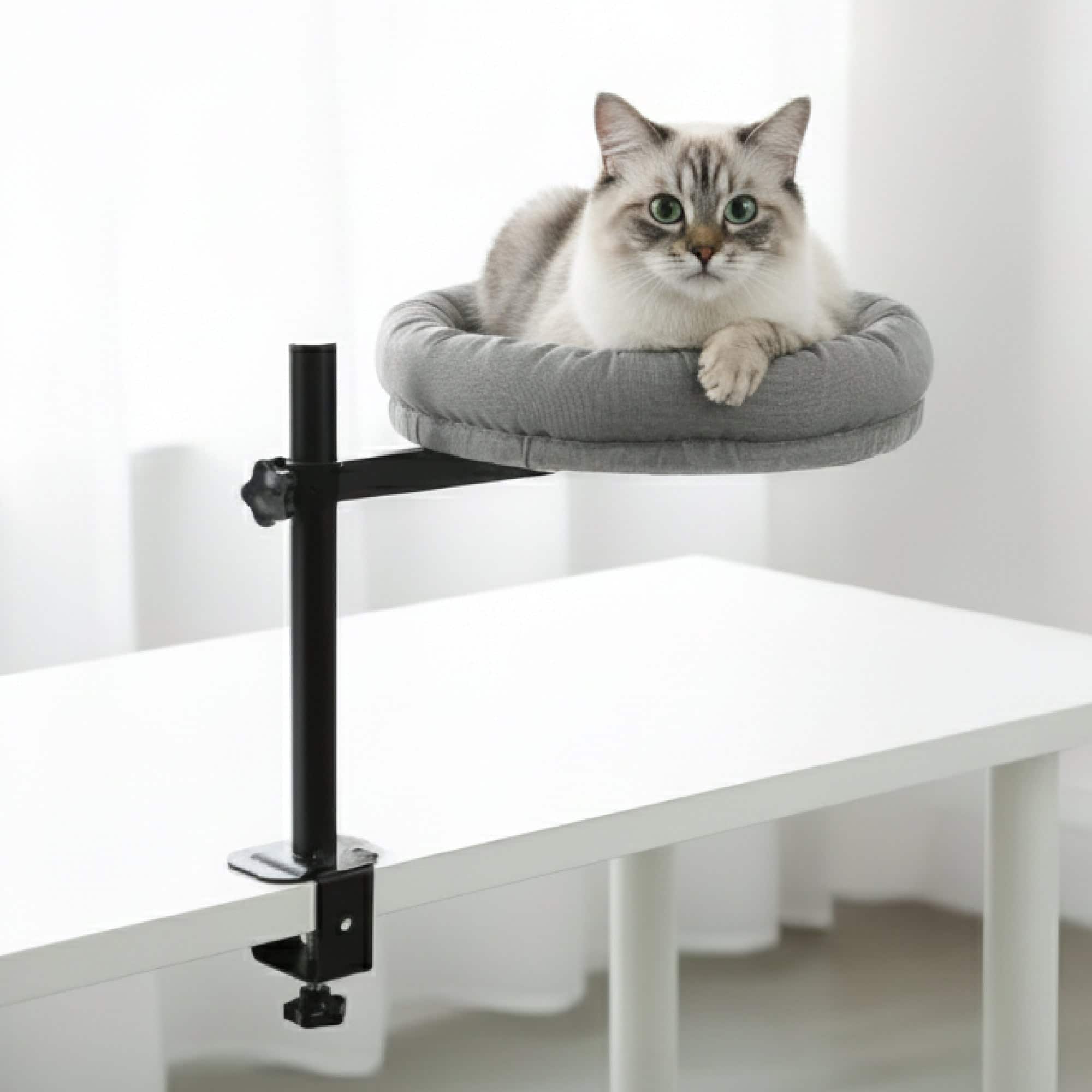 PawsPik - Adjustable 360° Desk Cotton Cat Nest Bed - Gray