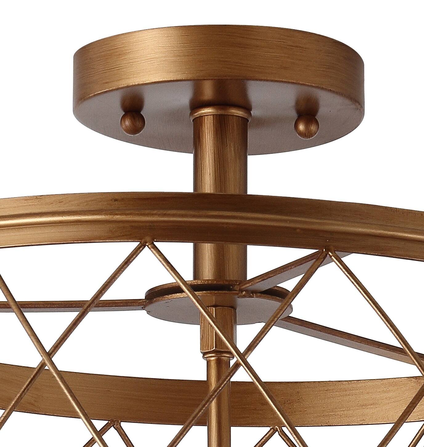 Alt View 4. Jonathan Y - Eleanor 15" 3-Light Metal LED Semi Flush Mount Ceiling Light, Antiqued Gold - Antiqued Gold.