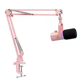 Reds Spade - Pm1 xlr dynamic microphone with boom arm gifts for podcast recording pc computer gaming live streaming vocal - Pink