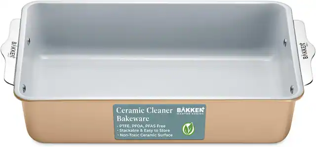 BKKEN Ceramic Cleaner Bakeware PTFE, PFOA, PFAS Free Stackable & Easy to Store Non-Toxic Ceramic Surface