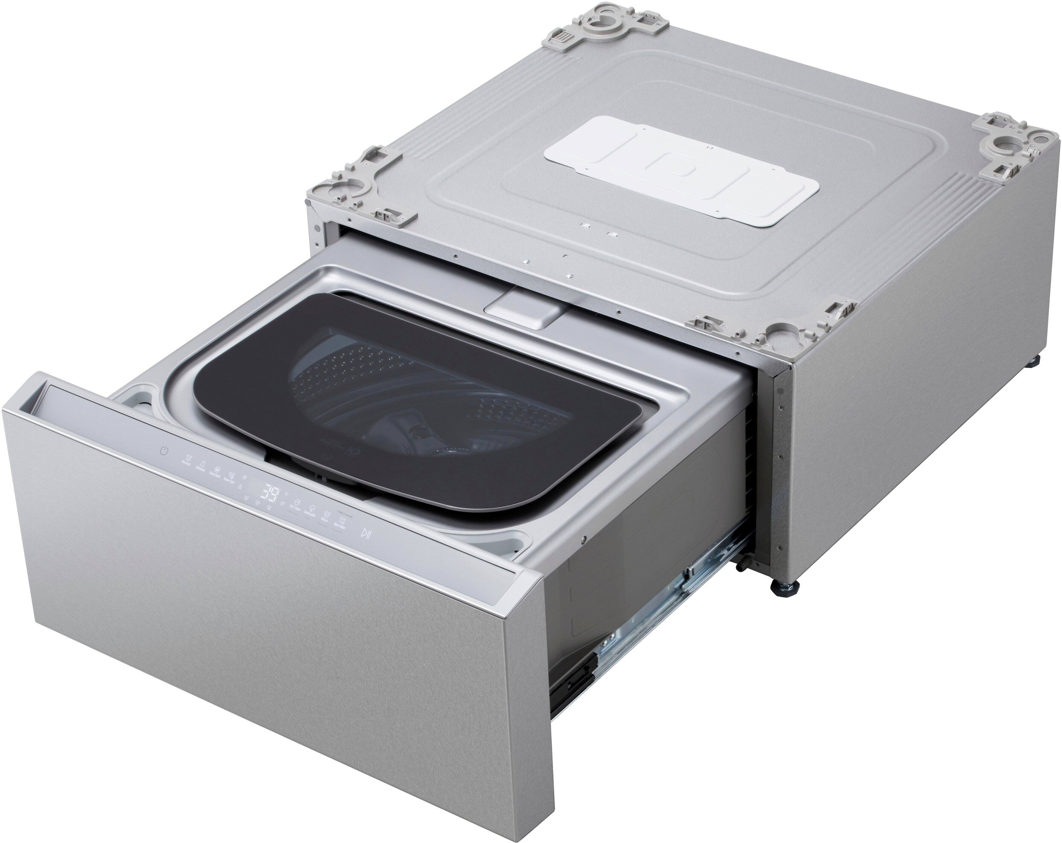 Alt View 9. LG - SIGNATURE SideKick 1.0 Cu Ft Top Load Pedestal Washer with Dual LED Display - Brushed Platinum Steele.