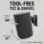 Tool-Free Tilt & Swivel: Swivels up to 180 degrees and tilts down to 27 degrees. Shown here: Roku TV Wireless Speaker.