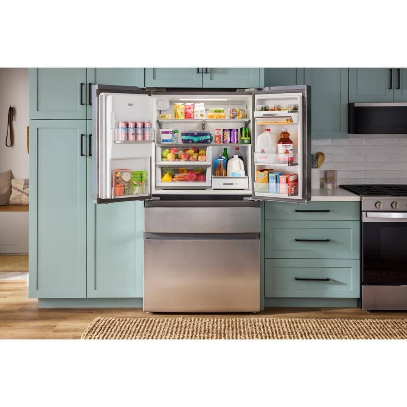 Alt View 1. Whirlpool - 22 Cu. Ft. Counter Depth 4-Door French Door Refrigerator - Fingerprint-Resistant Stainless Finish.