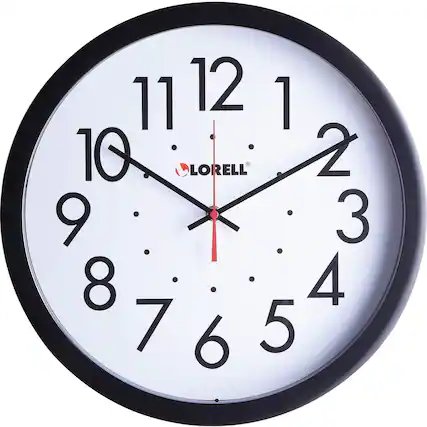 Front. Lorell - Lorell 14 1/2" Self Set Wall Clock Analog Quartz White Main Dial Black Case - White|Black.
