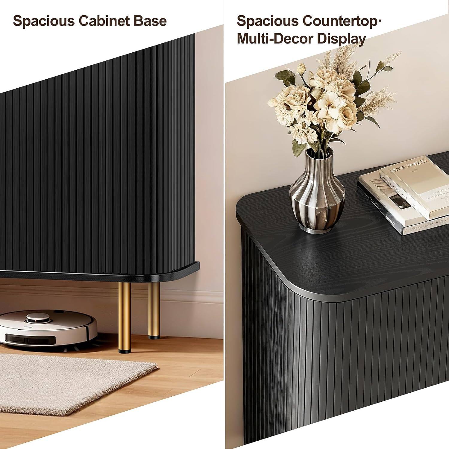 Spacious Cabinet Base  
Spacious Countertop - Multi-Decor Display