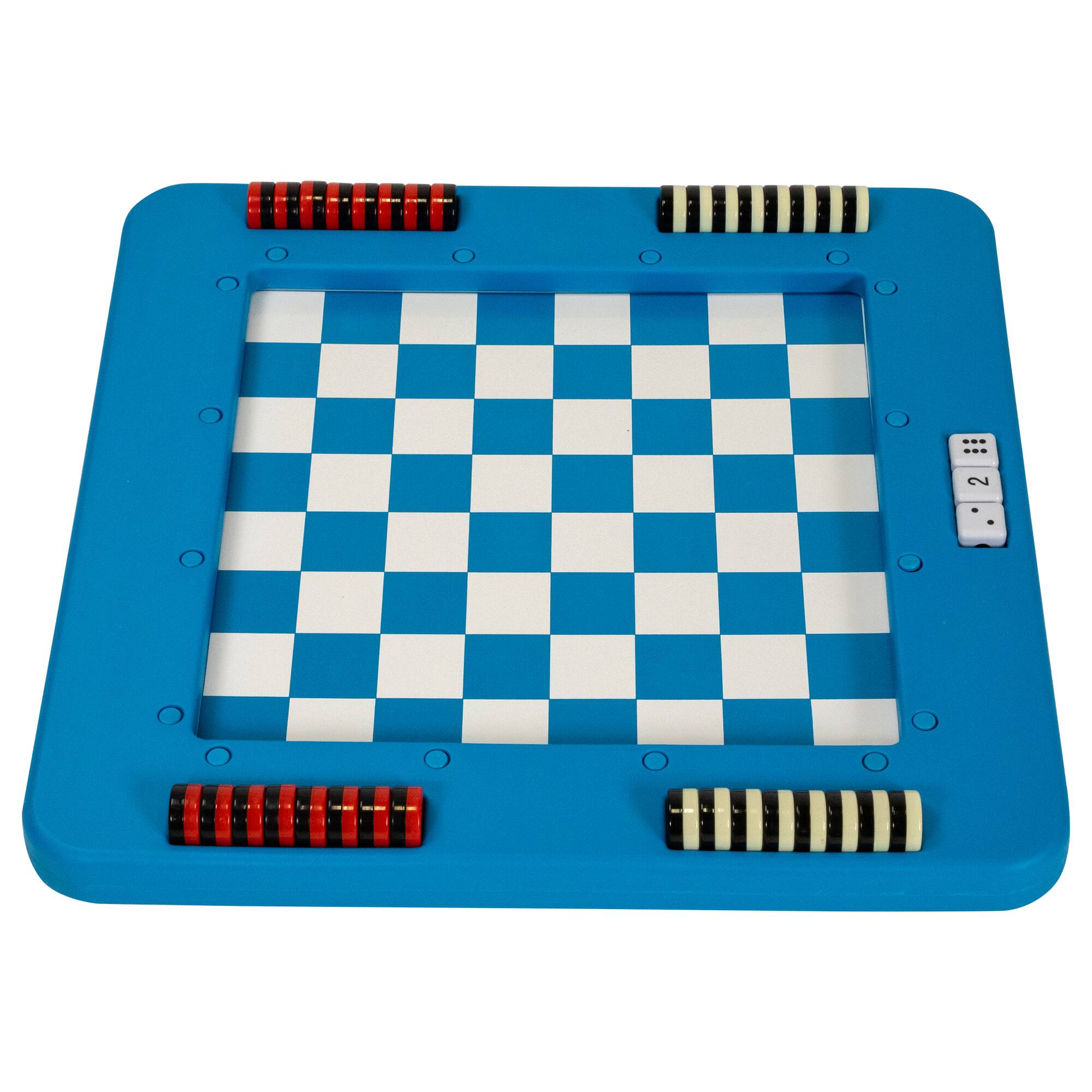 Front. Swim Central - Floating Checkers and Backgammon Magnetic Swimming Pool Board Game Combo - 20" - Blue.