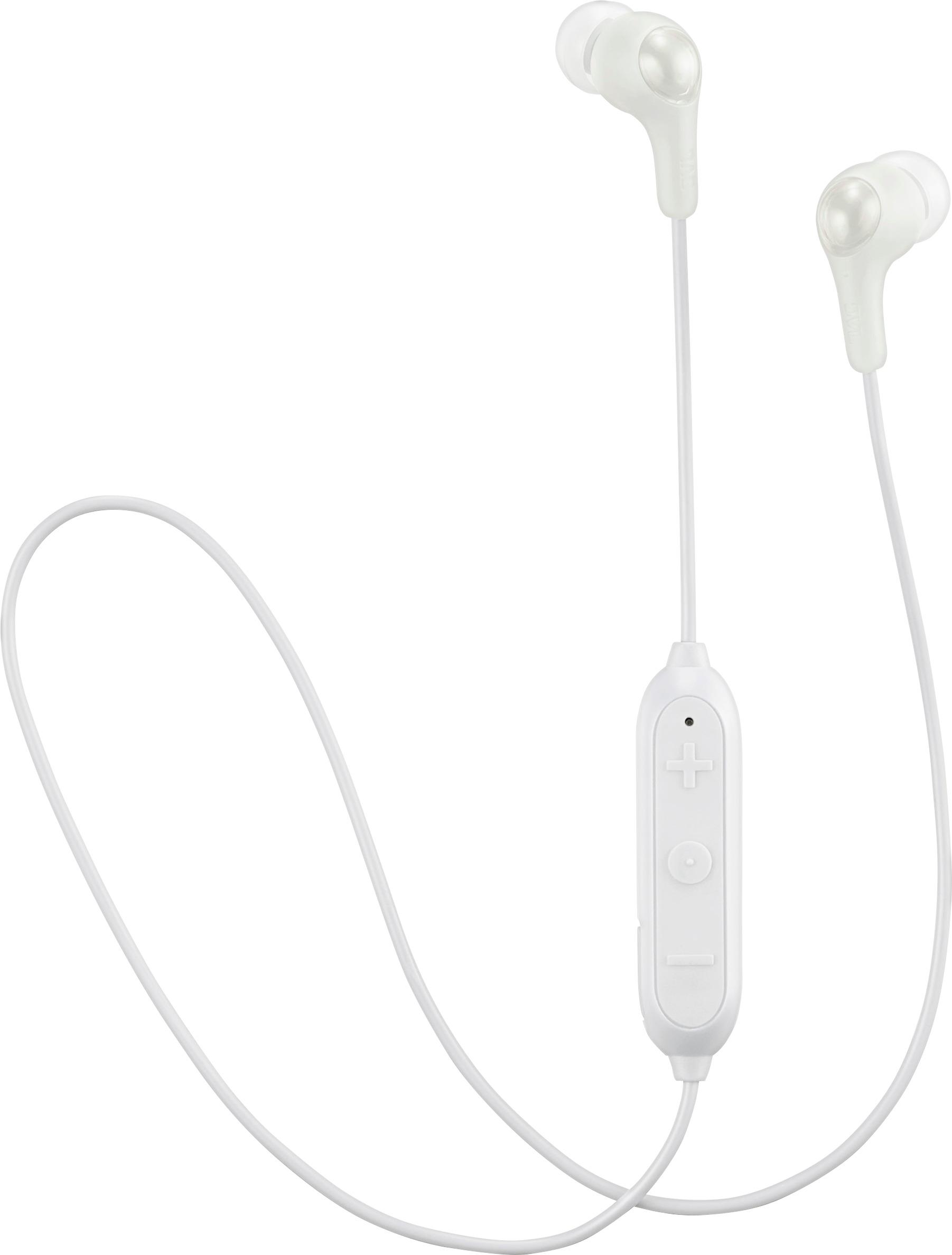 Left View: JVC - HA EN10BT Gumy Sport Wireless In-Ear Headphones - White/Green