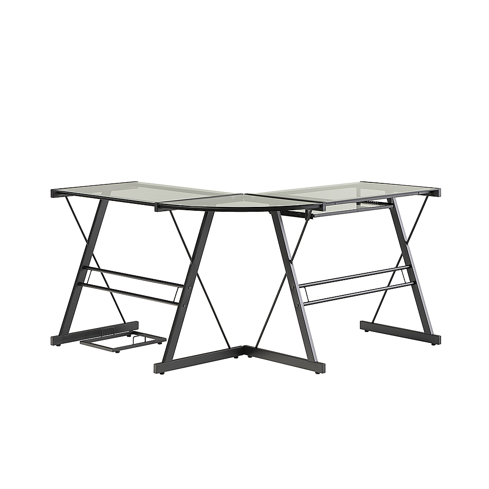 Best Buy: Walker Edison 51 L-Shaped Modern Glass Corner Computer Desk  Black D51B29