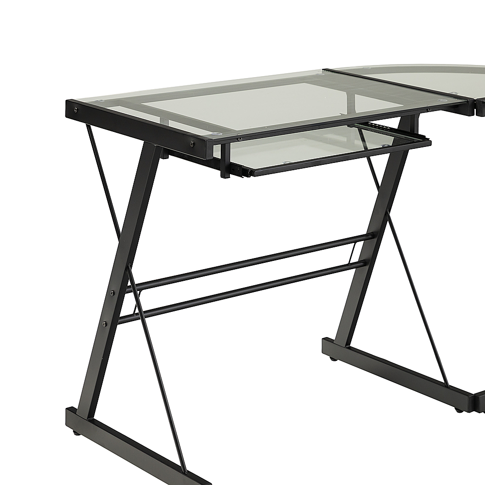 Alt View 12. Walker Edison - L-Shaped Modern Glass Corner Computer Desk - Black Clear.