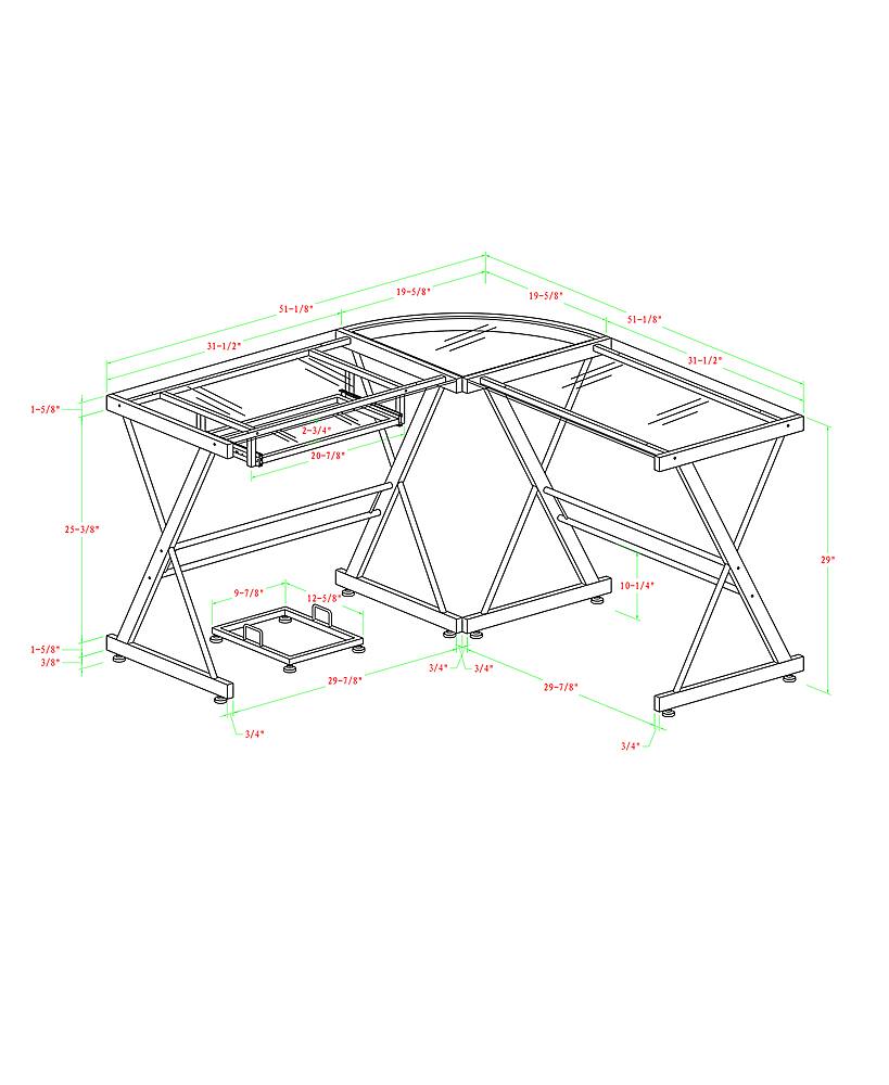 Alt View 18. Walker Edison - L-Shaped Modern Glass Corner Computer Desk - Black Clear.