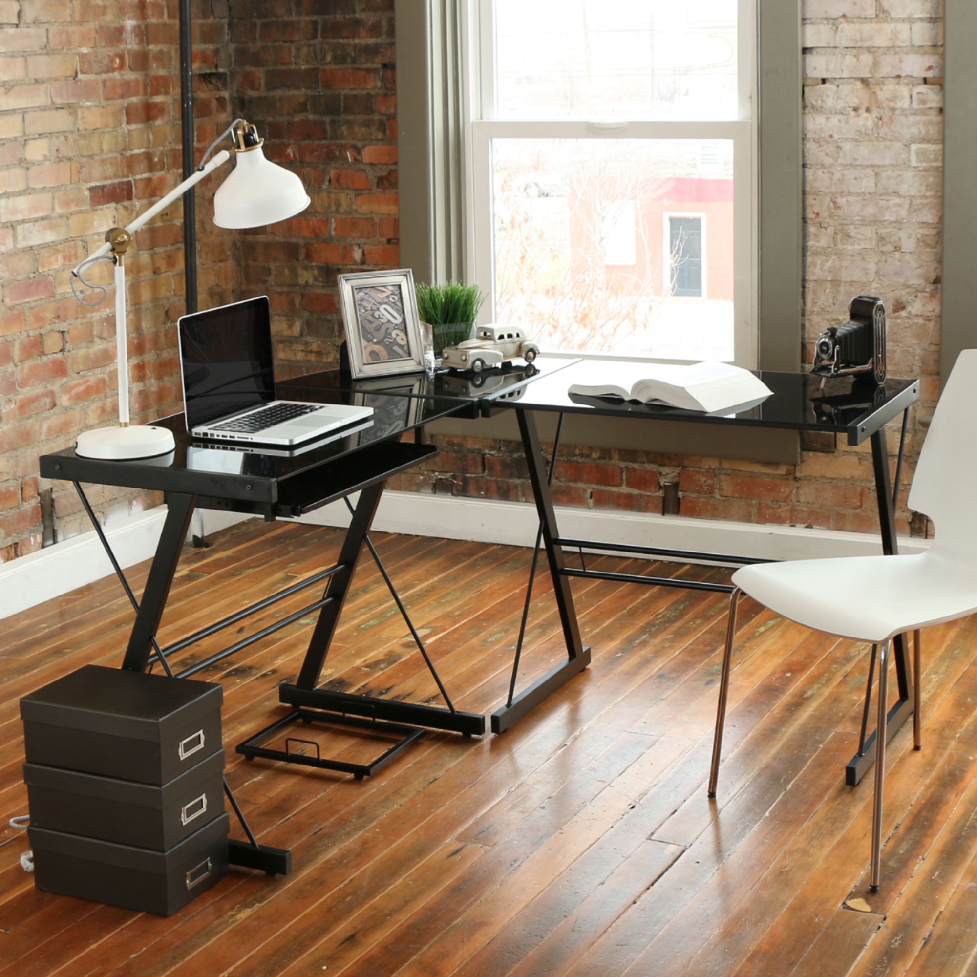 Angle View: OneSpace - Loft Writing Desk - Brown
