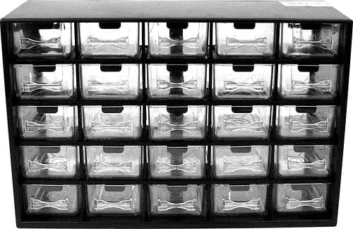 Front Standard. Trademark - Trademark Tools 25-Compartment Storage Unit.