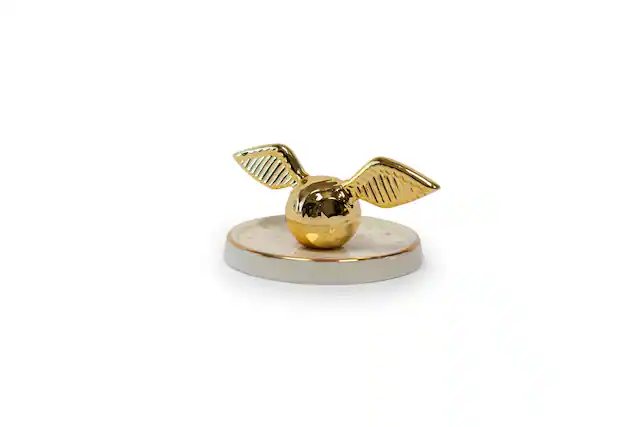 Front. Ukonic - Harry Potter Golden Snitch Ceramic Trinket Tray | 4 Inches - Gold.