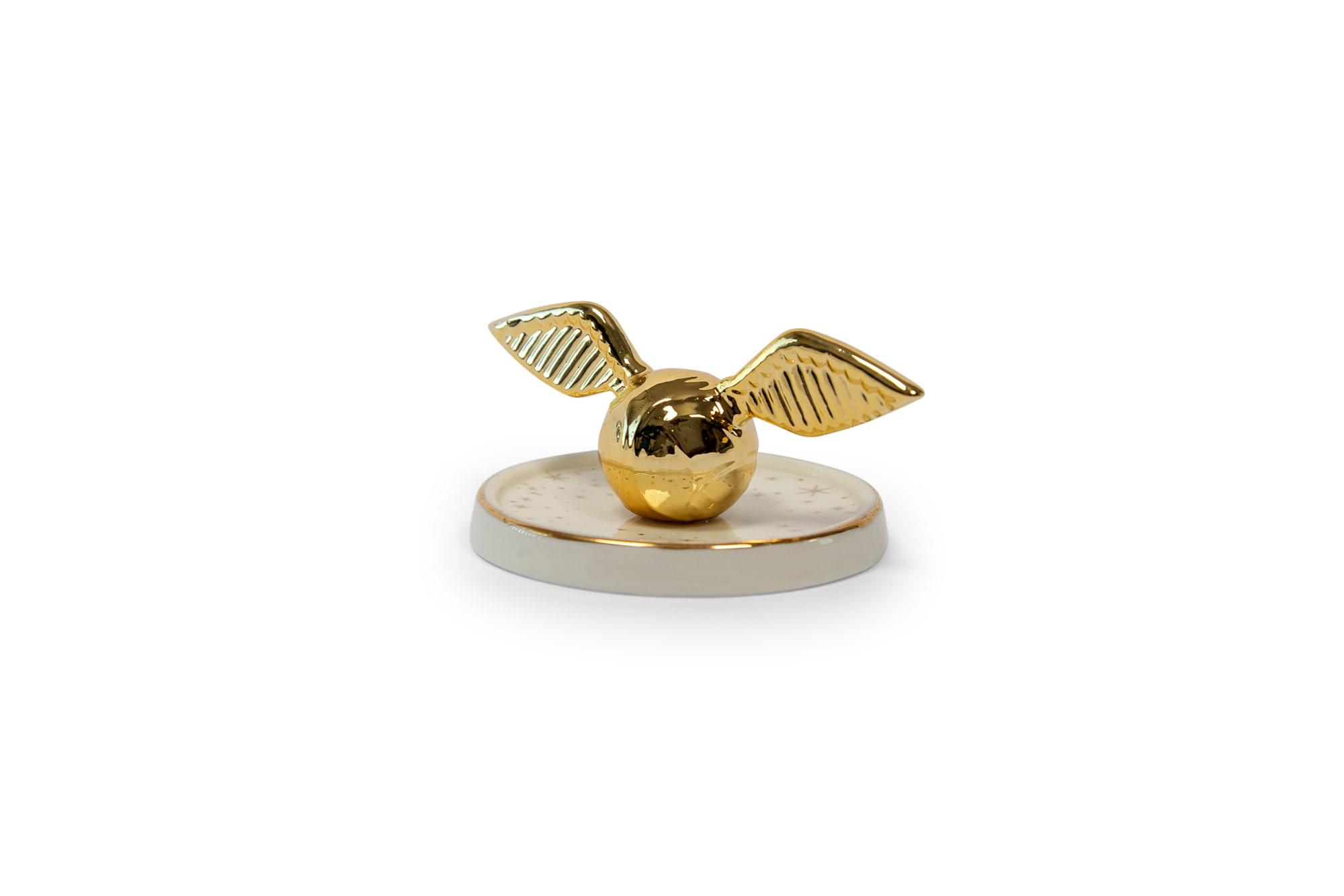 Front. Ukonic - Harry Potter Golden Snitch Ceramic Trinket Tray | 4 Inches - Gold.