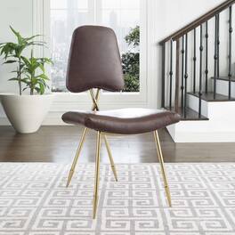 Ponder Antique Faux Leather Dining Side Chair by Modway - Brown