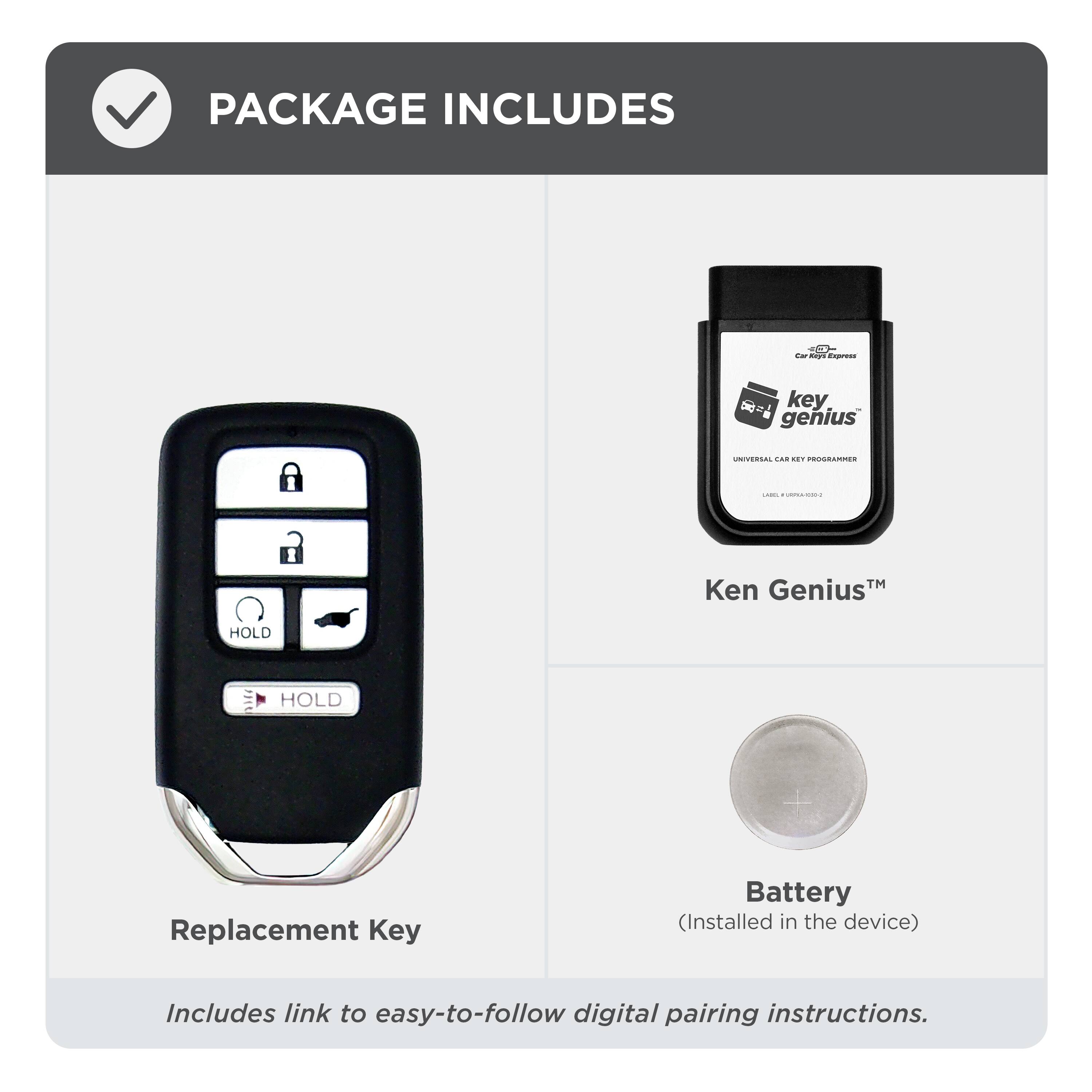 PACKAGE INCLUDES:

- Replacement Key (Ken Genius)
- Ken Genius™ HOLD Replacement Key Battery (Installed in the device)
- Includes link to easy-to-follow digital pairing instructions.