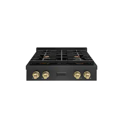 Front. ZLINE - ZLINE Autograph 30 in. 4 Burner Paramount Gas Rangetop in Black Satin Stainless Steel with Bronze Accents (SRTBSZ-30-CB) - Black Satin Stainless Steel.