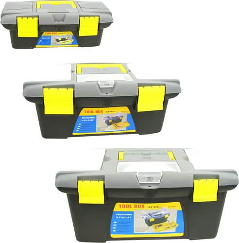 Angle. Trademark Games - Trademark Tools 3-Piece Tool Box Set - Gray.