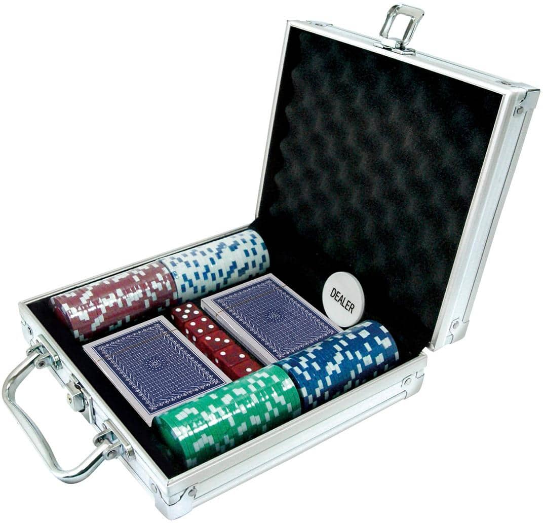 NEW Texas Hold Em Travel Poker Set Gambling Chips Casino Game Cards Carry  Case