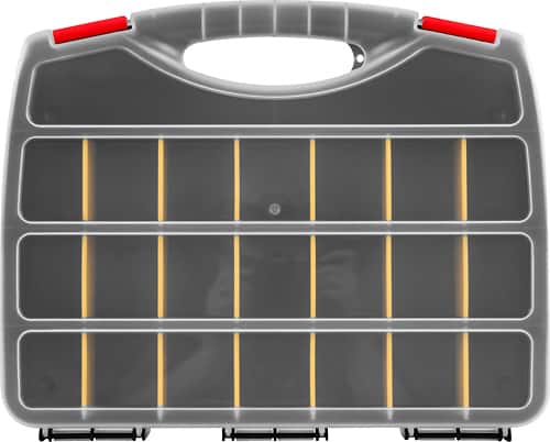 Front. Trademark Games - Trademark Tools 23-Compartment Parts Organizer Box - Gray.