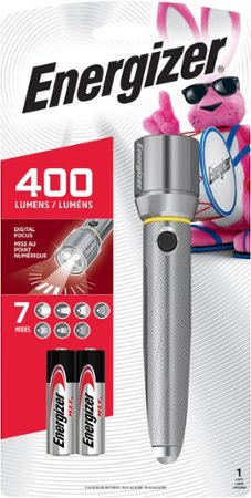 Energizer - LED AA Metal Flashlight with Digital Focus & HD Optics, 400 lumens (Batteries Included) - silver