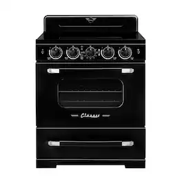 Unique Appliances - 30 in. Wide 5 Elements Classic Retro 3.9 Cu. Ft. Freestanding Induction Range with Air Fry - Midnight Black