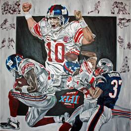 Deacon Jones Foundation - NY Giants Super Bowl XLII Fine Art Canvas Print 48" x 48" by Artist David Courson - Multicolor