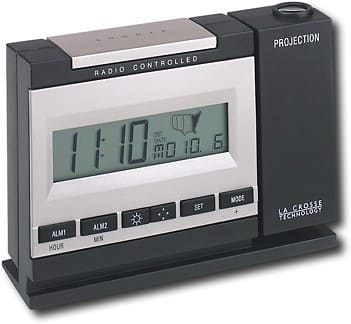 Angle Standard. La Crosse Technology - Projection Alarm Clock with Indoor Temperature - Silver/black.
