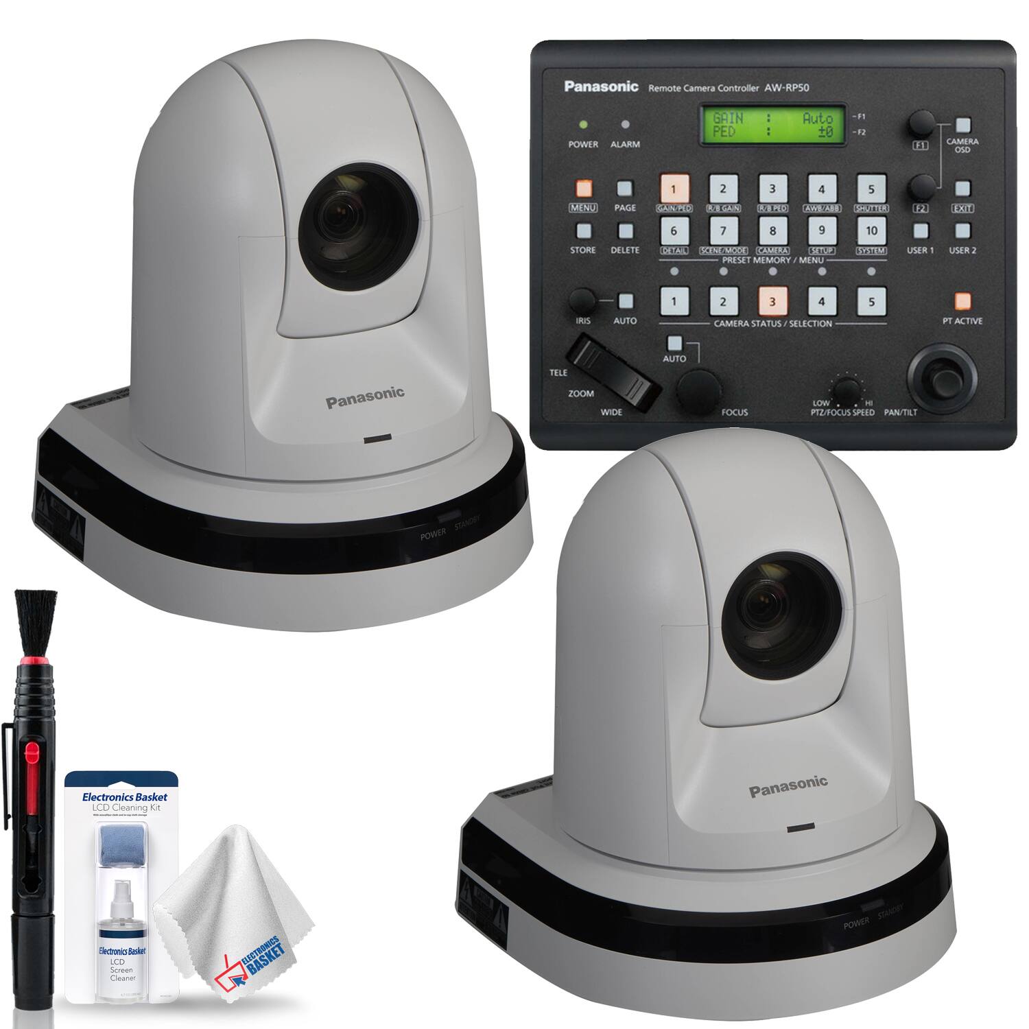 AW-HE40SW PTZ Camera with HD-SDI Output (White) + Double Camera Bundle With Panasonic Remote Controller
