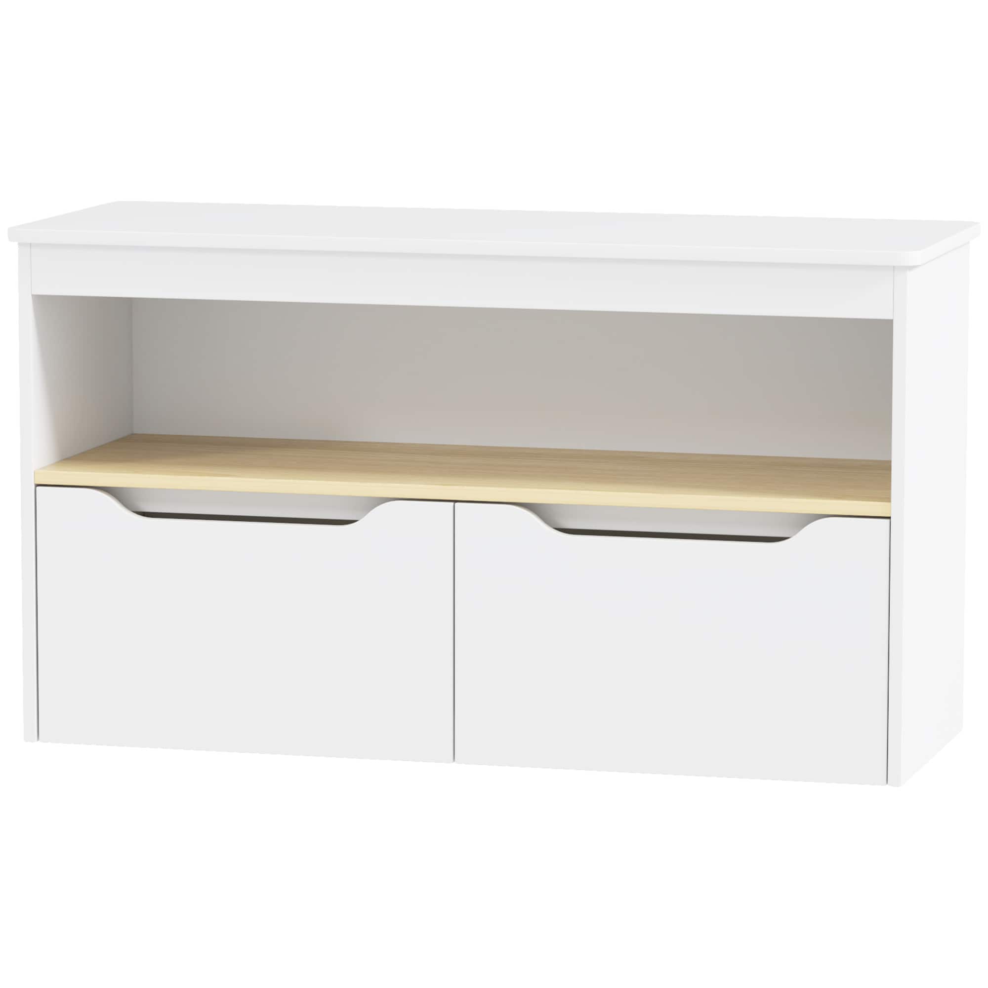 Qaba - Storage Organizer with 2 Drawers, Toy Shelf, Large Top, for Bedroom, Nursery - White