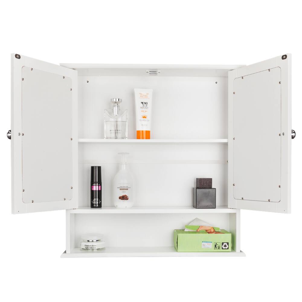 Alt View 8. SlickBlue - Double Door Mirror Bathroom Storage Cabinet, Wall-Mounted Organizer for Home - White.