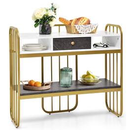 Costway - Console Table with Drawer Storage Shelf Wide Tabletop Modern for Entryway - White,Gold,Black