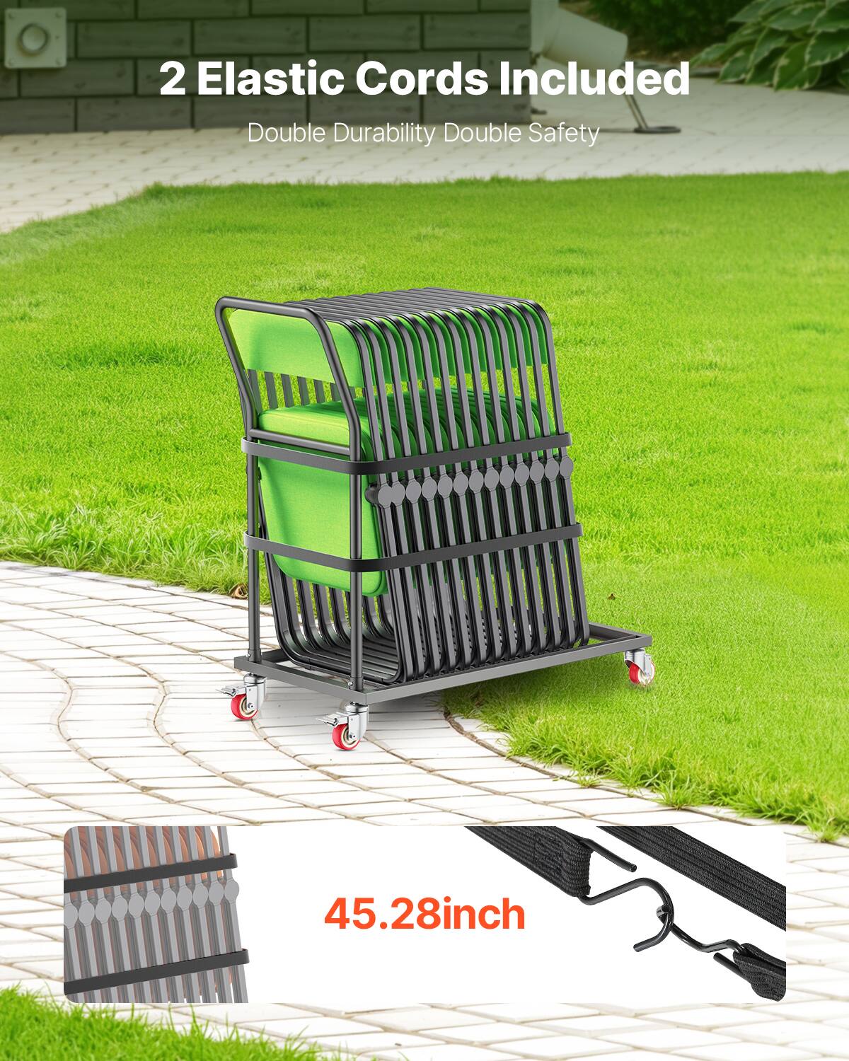 2 Elastic Cords Included
Double Durability Double Safety
45.28inch