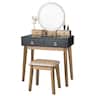 Costway - Vanity Makeup Table Touch Screen 3 Lighting Modes Dressing Table Set - Black