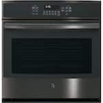 GE - 30" Built-In Single Electric Convection Wall Oven - Black stainless steel - Front_Standard