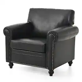 Boyel Living - Traditional Faux Leather Upholstered Club Chair - Black/Silver