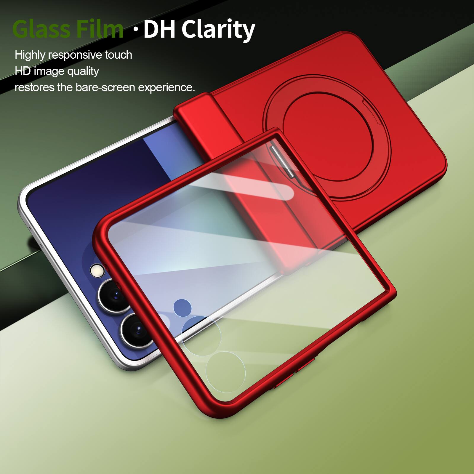 Glass Film • DH Clarity

Highly responsive touch  
HD image quality  
restores the bare-screen experience.