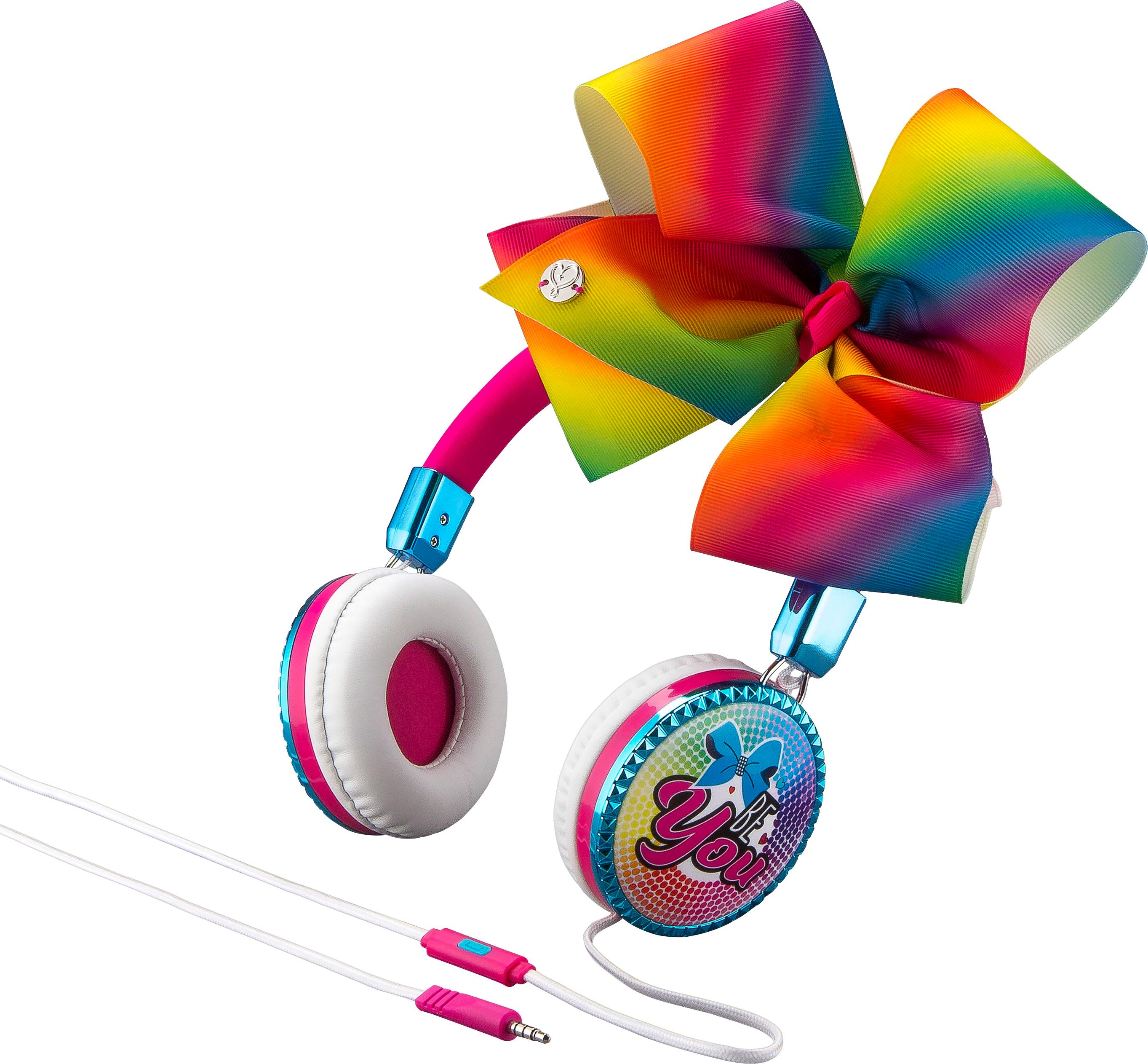 Left View: eKids - JoJo Siwa Wired On-Ear Headphones - White/Blue/Yellow/Green/Pink
