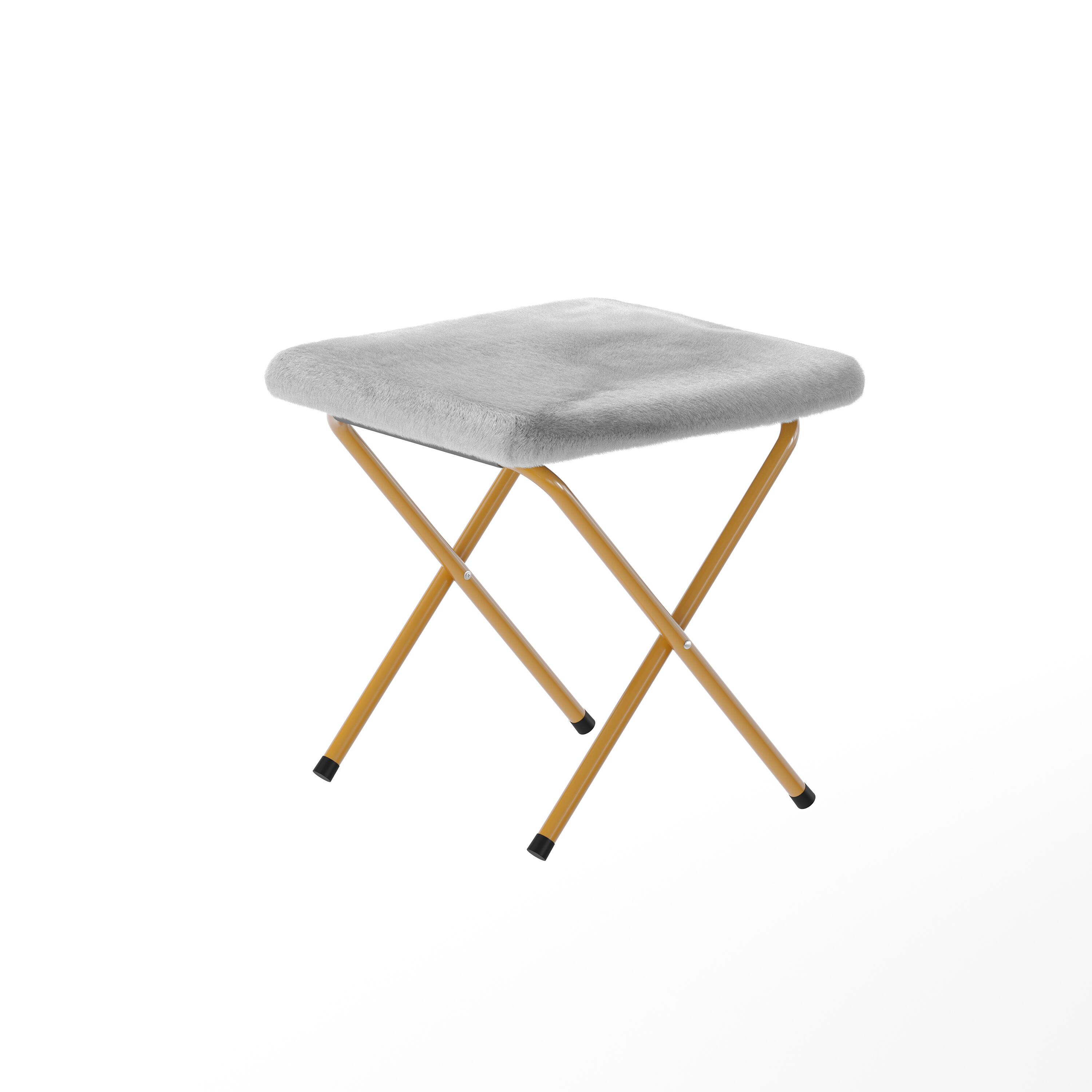 Alt View 10. Emma + Oliver - Janey Folding Double Saucer Chair with 2 Ottomans and Steel Frame for Dorm or Bedroom - Gray Fabric/Soft Gold Frame.
