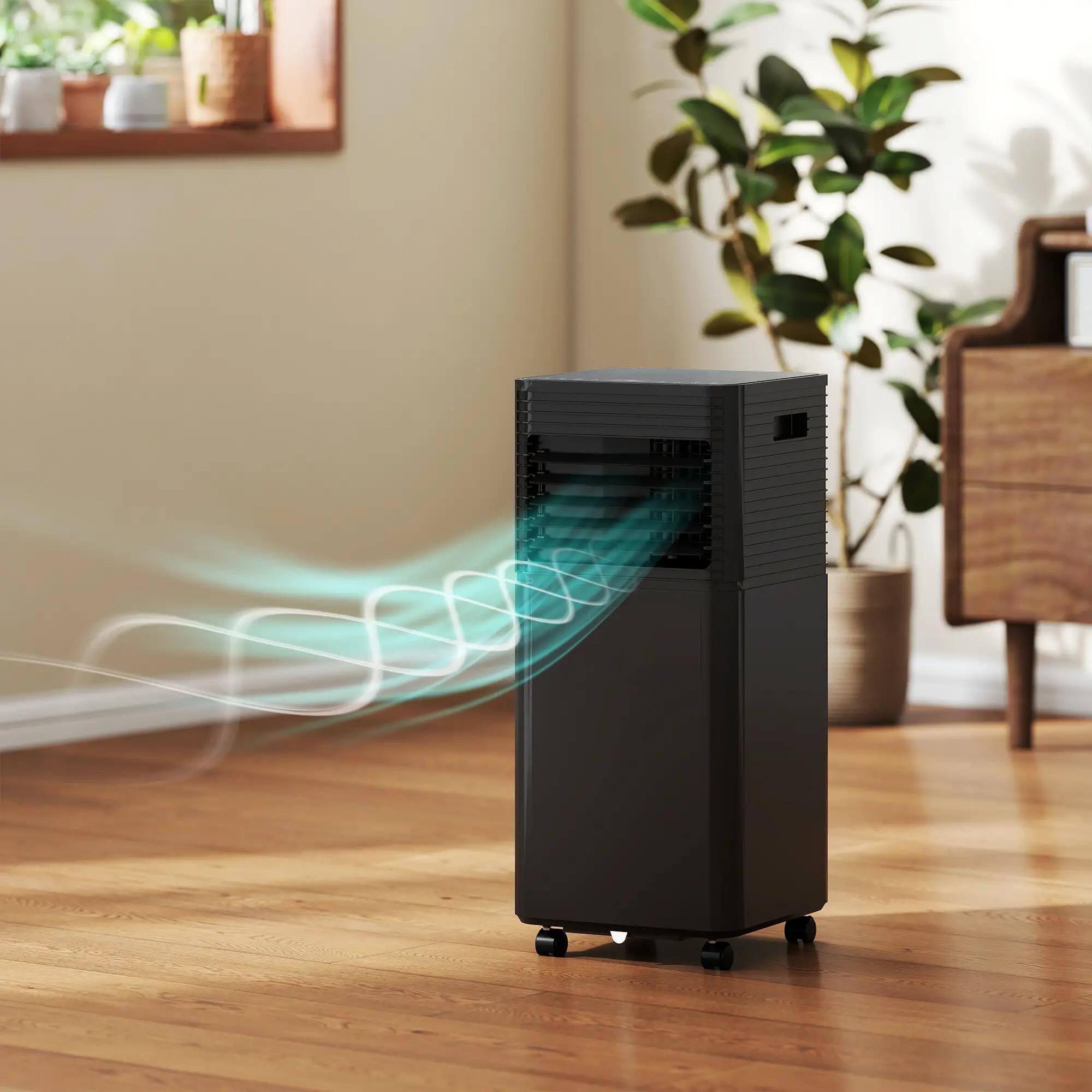 Alt View 1. Resenkos - 8000 BTU Portable Air Conditioner with Dehumidifier, Cooling Fan, Sleep, Remote, Auto Off, Black - Black.