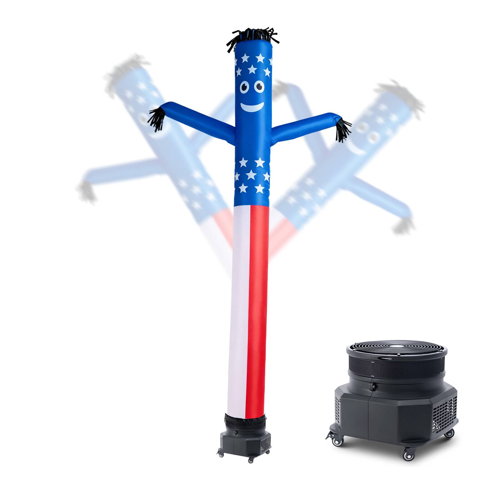 Front. VEVOR - Inflatable Tube Man with Blower, 10 ft Tall, Wacky Waving Wind Flying Inflatable Dancing Tube Guy with 3/4 HP IPX3 - Blue.